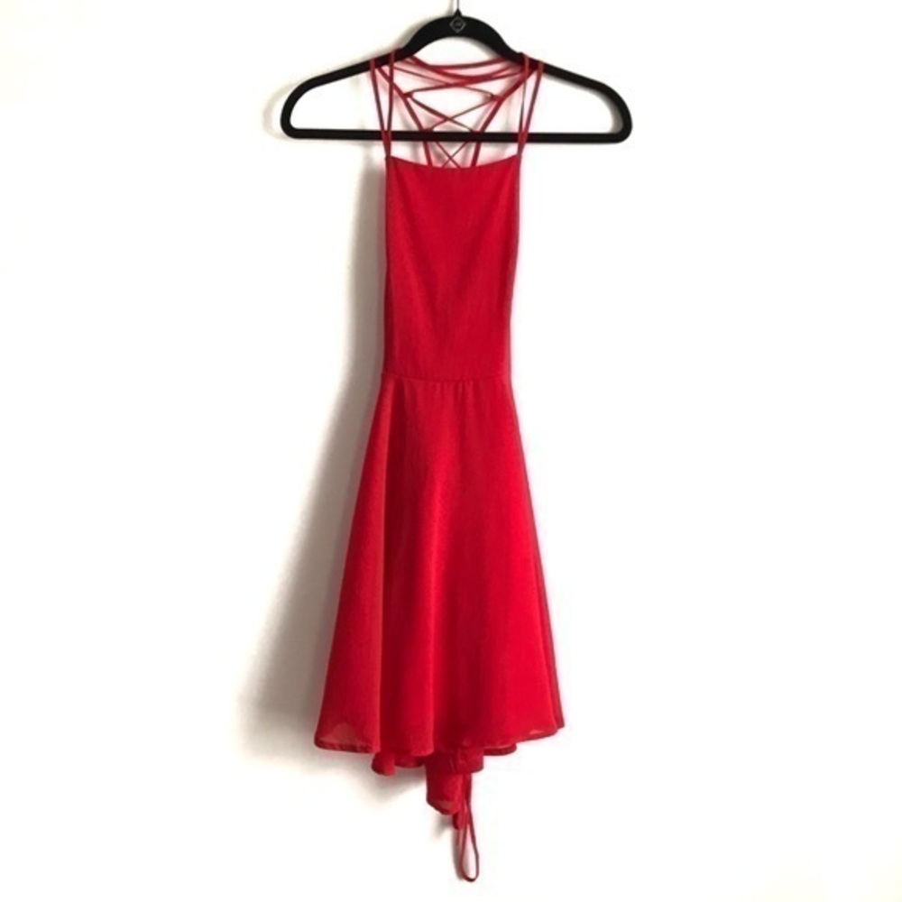 Lulus Red Lace-Up Good Deeds Dress Size Small